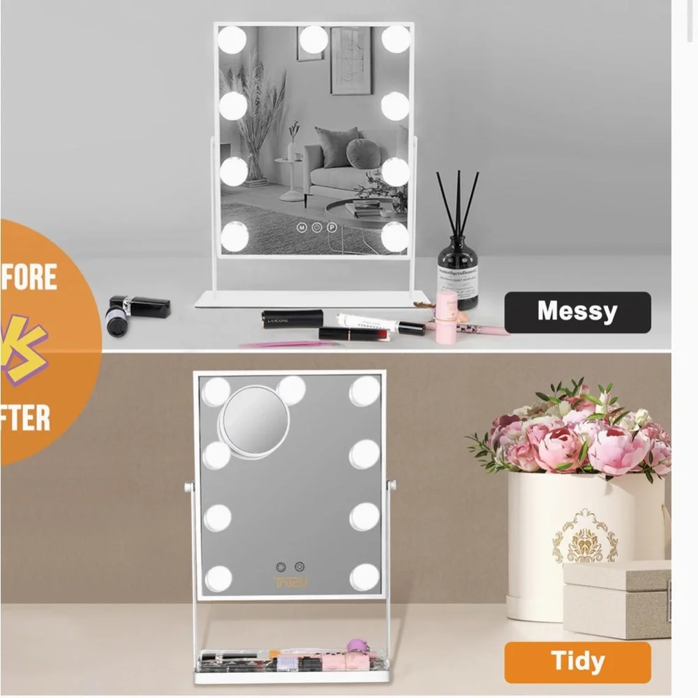 ⚫️ Hollywood Vanity Makeup Mirror Dimmerable Smart Touch Control LED and Storage